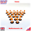 Safety Cones Multi Coloured 15 mm 20 Pack Track Side Scenery 1:32 Wasp