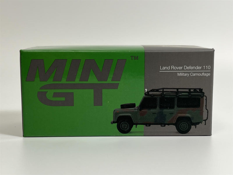 Land Rover Defender 110 Military Camouflage RHD 1:64 Scale Mini GT MGT00237R