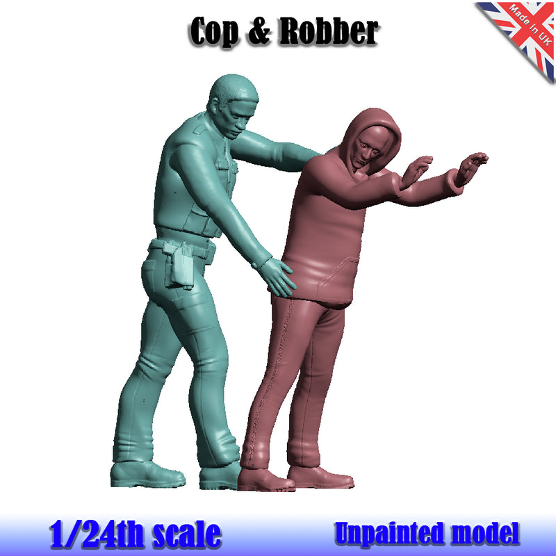 Cop and Robber Unpainted Figures 1:24 Scale Wasp