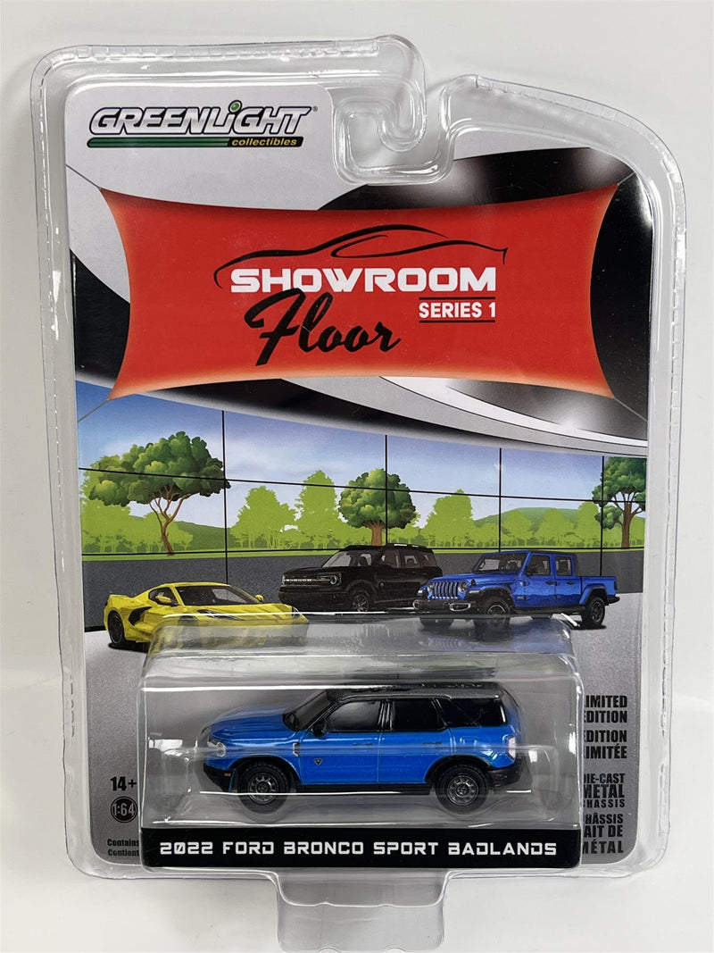 Ford Bronco Sport Badlands 2022 Blue Showroom Floor 1:64 Scale Greenlight 68010C