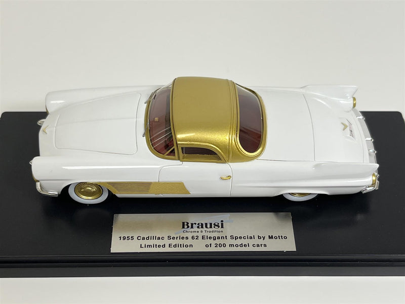 1955 Cadillac Series 62 Elegant Special by Motto White Gold 1:43 Scale Brausi BRA2105