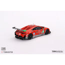 a red race car with numbers on it