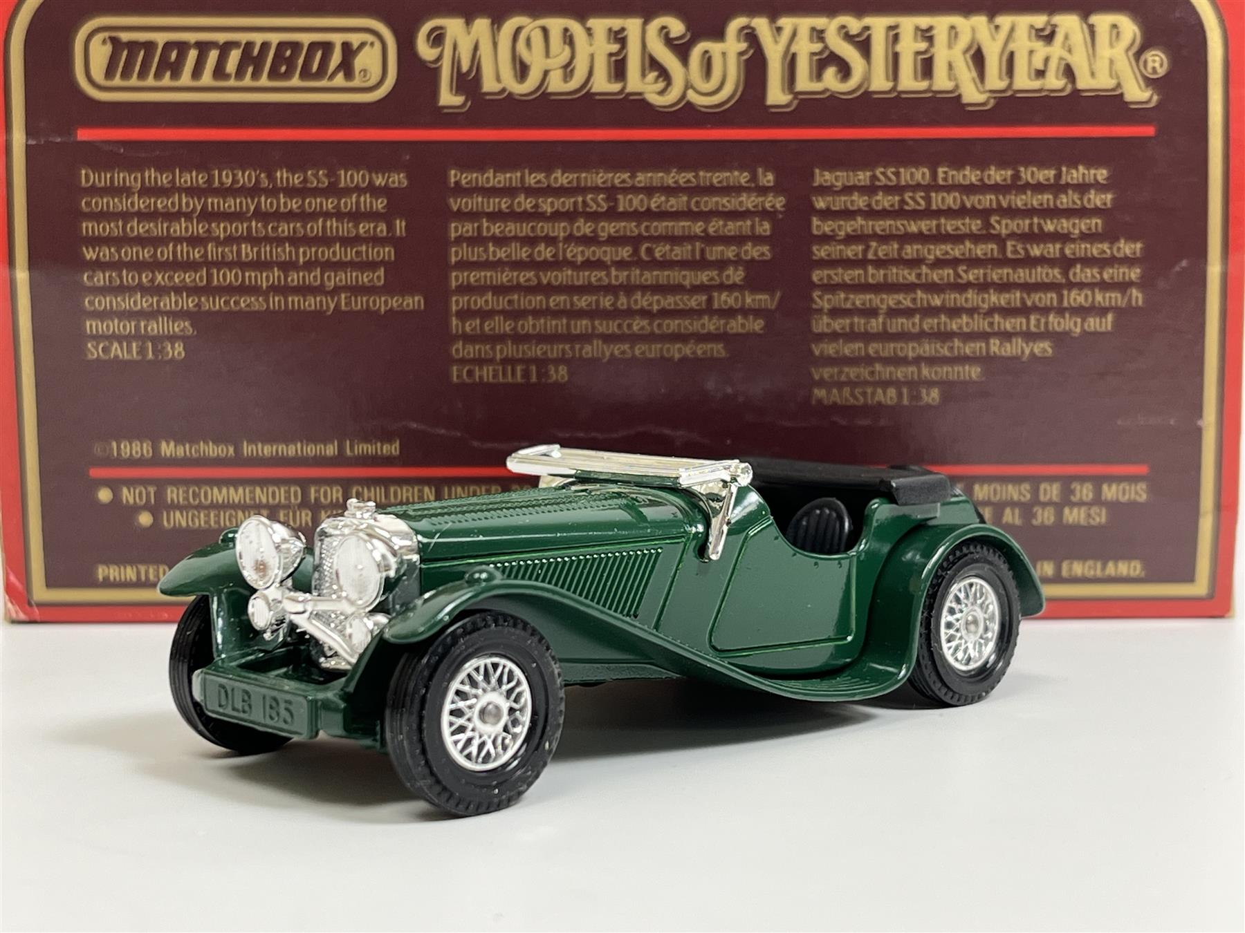 Jaguar SS 100 1936 1:38 Scale Models of Yesteryear Matchbox
