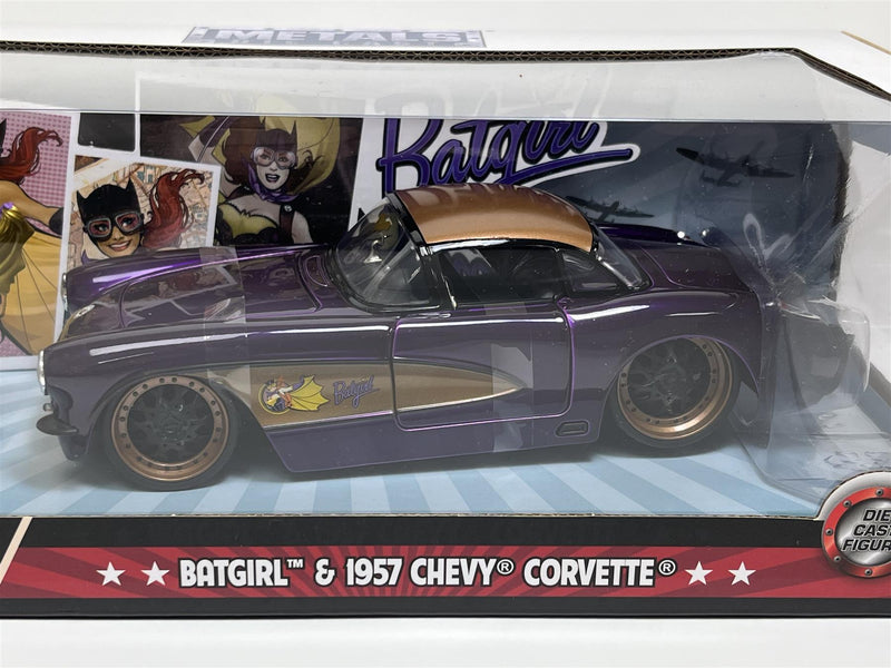 Batgirl Figure and 1957 Chevy Corvette Purple 1:24 Scale Jada 253255007