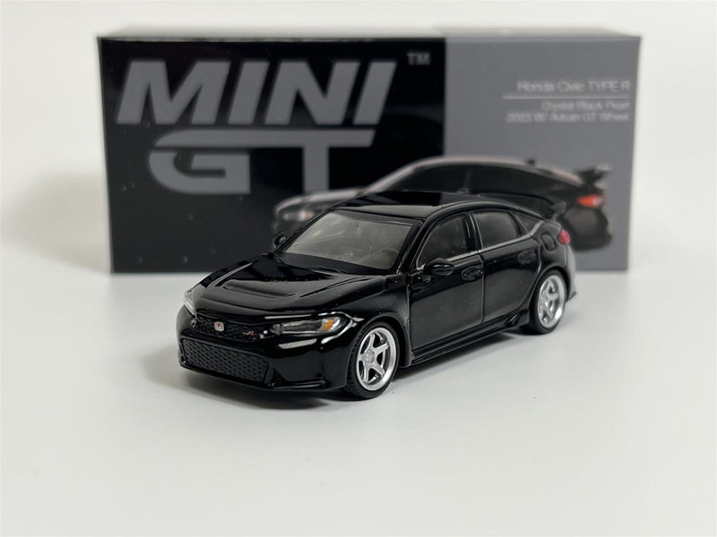 Honda Civic Type R Crystal Black Pearl 2023 W Advan GT Wheel LHD 1:64 Mini GT MGT00585L