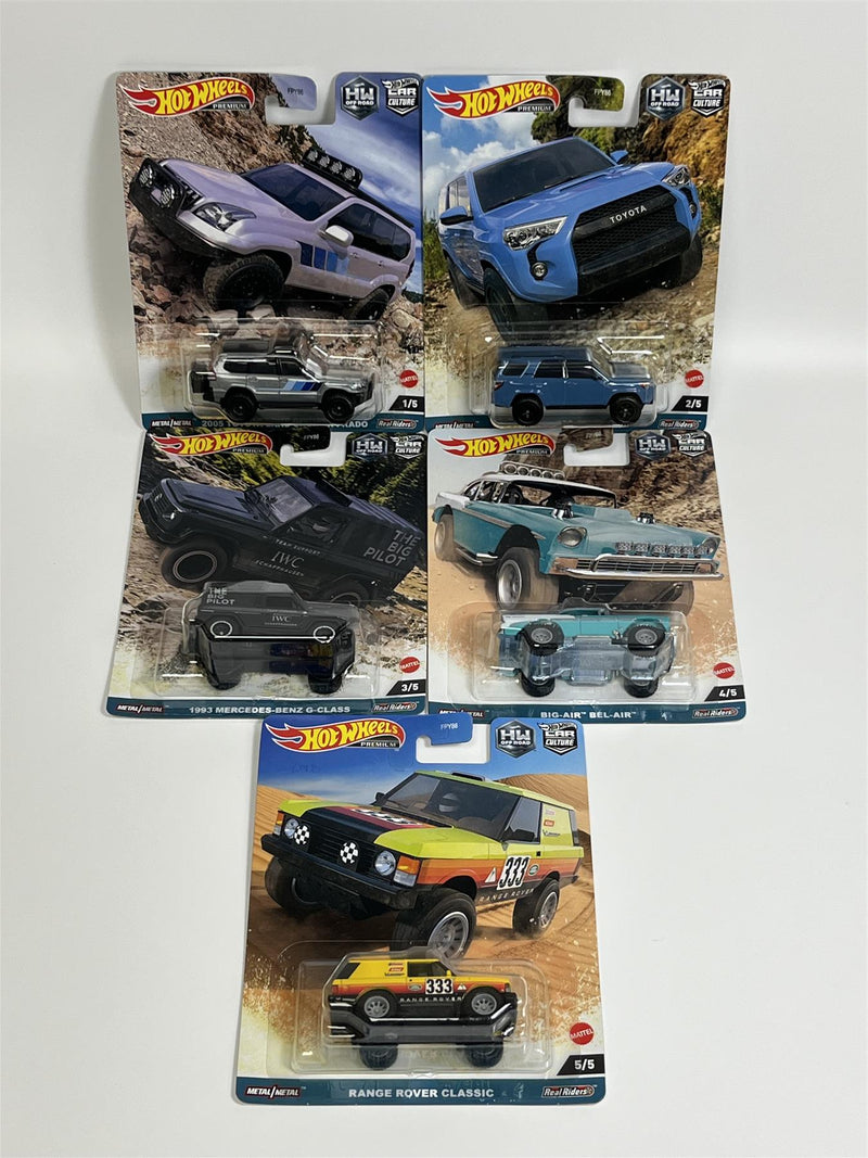 Off Road 5 Car Set Hot Wheels 1:64 Scale Real Riders FPY86 977F