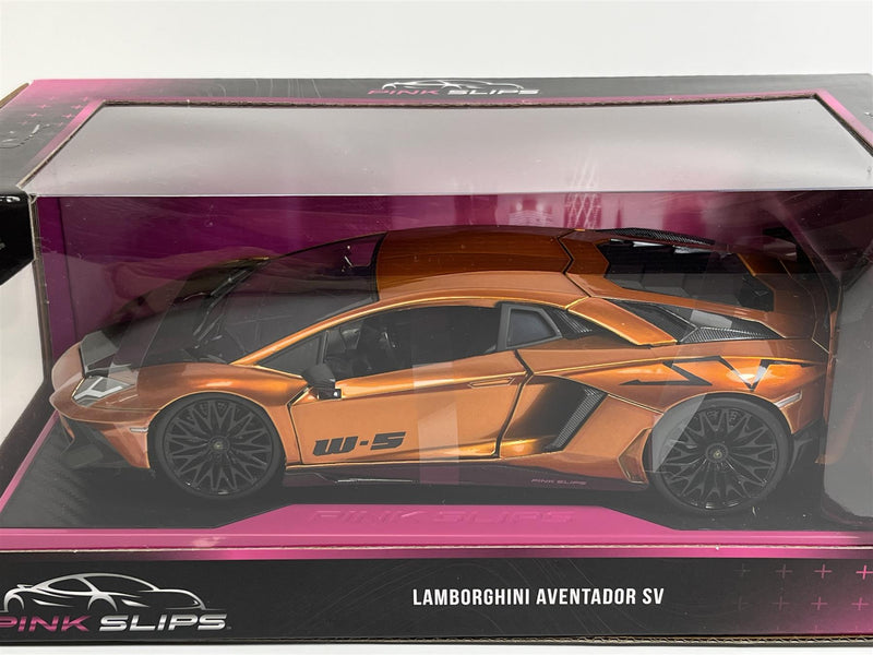 Lamborghini Aventador SV Orange Metallic 1:24 Scale Pink Slips Jada 253293016