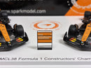 Formula 1 McLaren Team Set of 2 Cars Winner Constructor Season MCL38 2024 Norris and Piastri 1:64 Scale Spark Y418