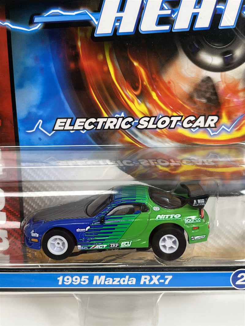 1995 Mazda RX-7 Blue Green HO Scale Slot Car X Traction Auto World SC378-2