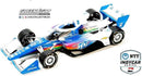 a toy race car with a rainbow design