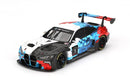 a toy race car with a red white and blue design