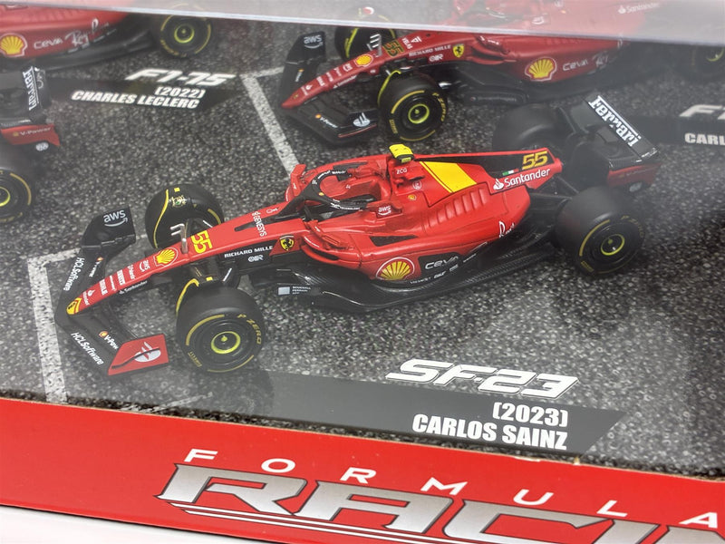 Ferrari Racing F1 4 Car Set Leclerc #16 Sainz #55 1:43 Scale Bburago 36848