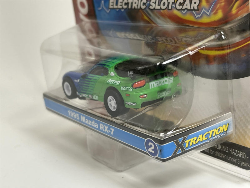 1995 Mazda RX-7 Blue Green HO Scale Slot Car X Traction Auto World SC378-2