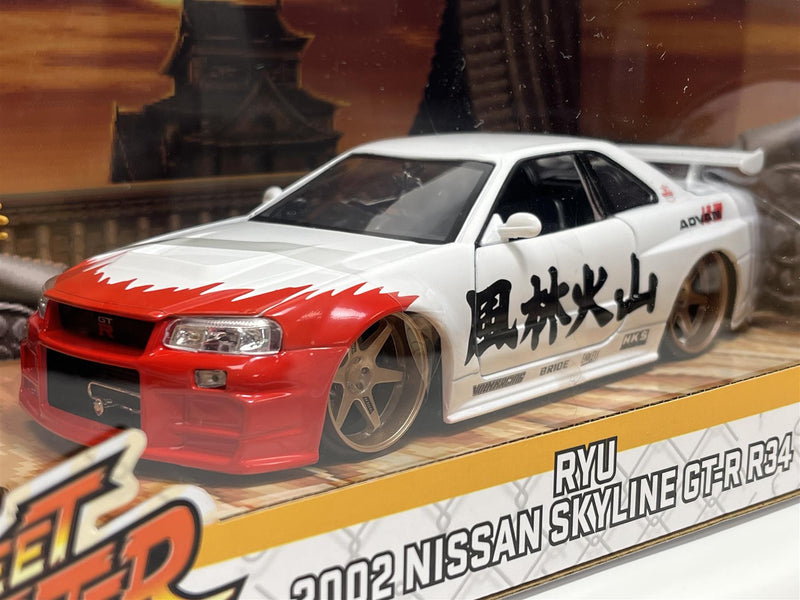 Street Fighter RYU 2002 Nissan Skyline GT R R34 1:24 Scale Jada 253255071