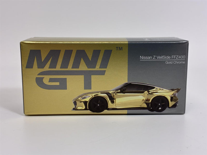 Nissan Z VeilSide FFZ400 Gold Chrome RHD 1:64 Scale Mini GT MGT00985R