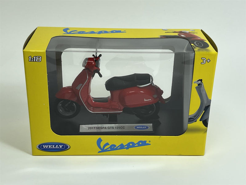2017 Vespa GTS 125CC Red 1:18 Scale Welly 19660