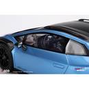 a close up of a blue car