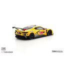 a yellow race car on a white background