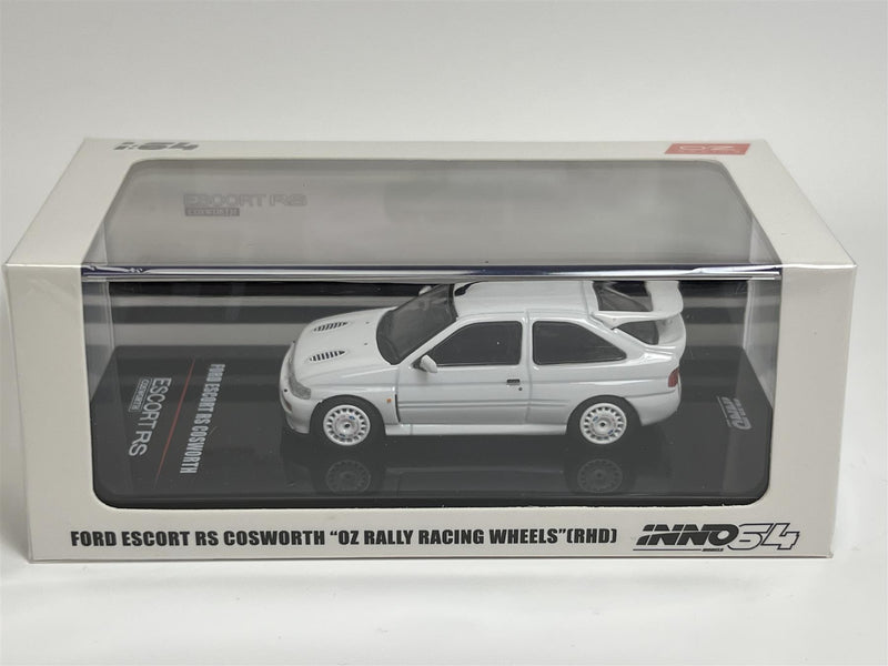 Ford Escort RS Cosworth White RHD With OZ Rally Racing Wheels 1:64 Inno IN64FERSWHIRHDOZ