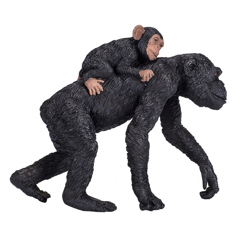 Chimpanzee And Baby Wildlife Toy Figure 10 cm Height Approx Mojo Fun 387264