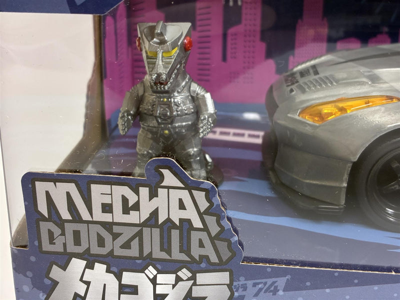 Mechagodzilla Figure and 2009 Nissan GT-R R35 Ben Sopra 1:24 Scale Jada 36285