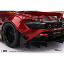 a close up of a red car