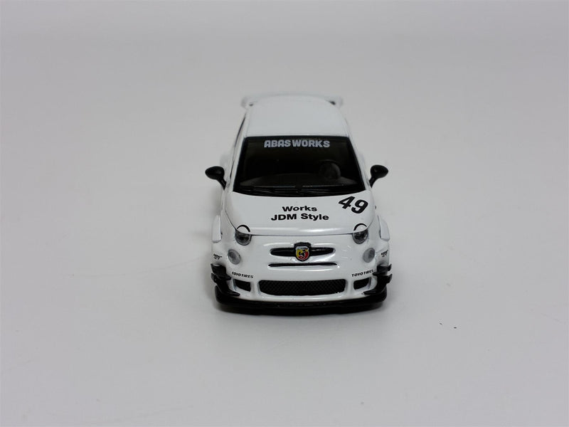 Abarth 595 LB Works Abas Works Gara White LHD 1:64 Mini GT MGT00809L