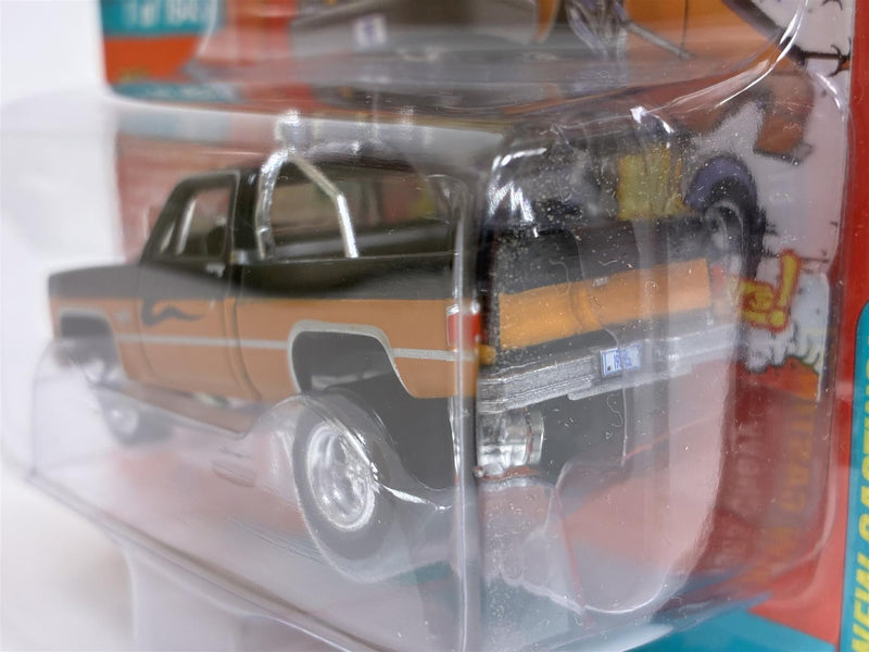 1985 Chevy Silverado C10 Fleetside Sunset Orange Metalic Gloss Black 1:64 Johnny Lightning JLSF023