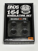 BNDS Custom Wheel Parts Wheel and Tyre Set Flat Black 1:64 MOT Hobby BC26405FB