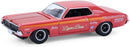 a red toy car with yellow stripes