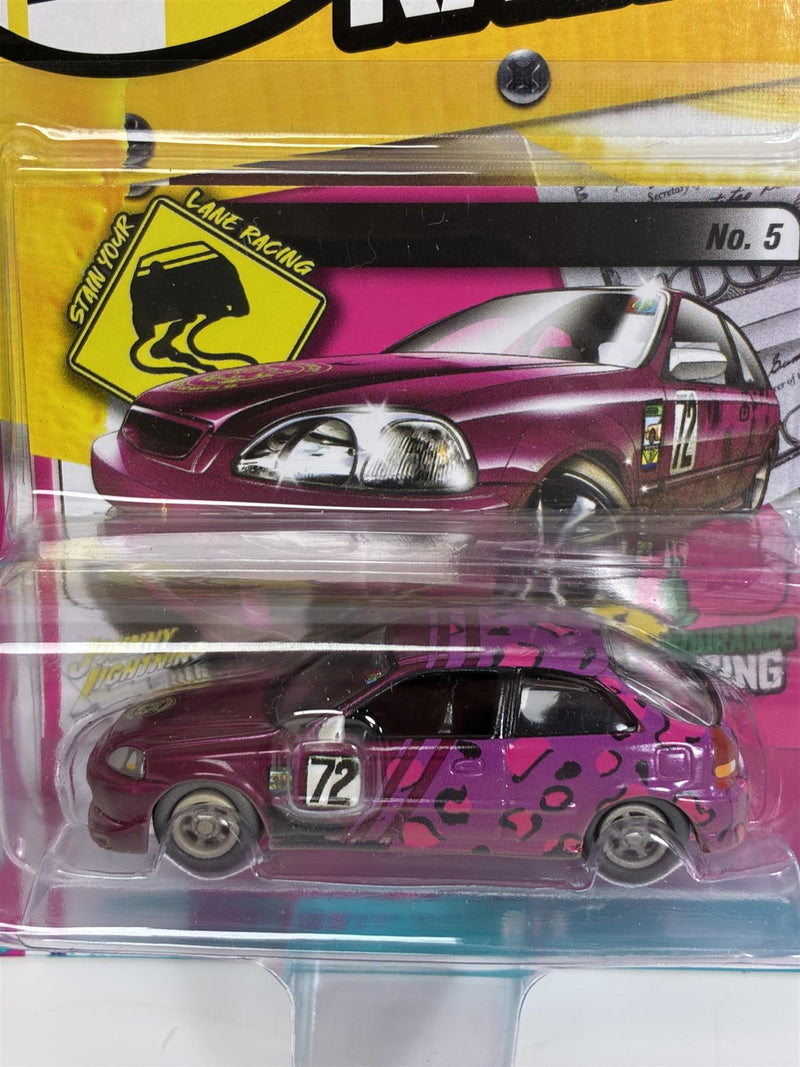 1998 Honda Civic Magenta Metallic with Leopard Print 1:64 Scale Johnny Lightning JLSF023