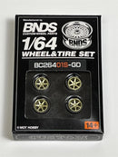 BNDS Custom Wheel Parts Wheel and Tyre Set Gold 1:64 MOT Hobby BC26401SGD