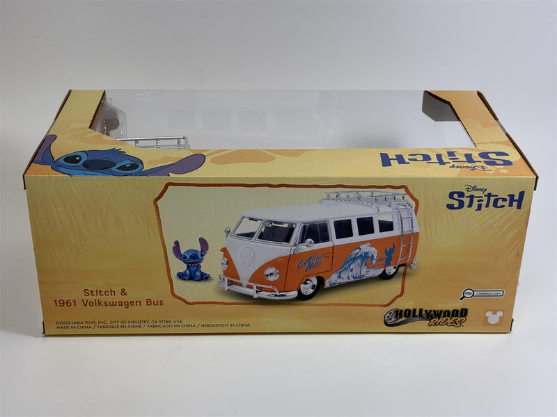 Stitch Figure and 1961 Volkswagen Bus 1:24 Scale Jada 36340