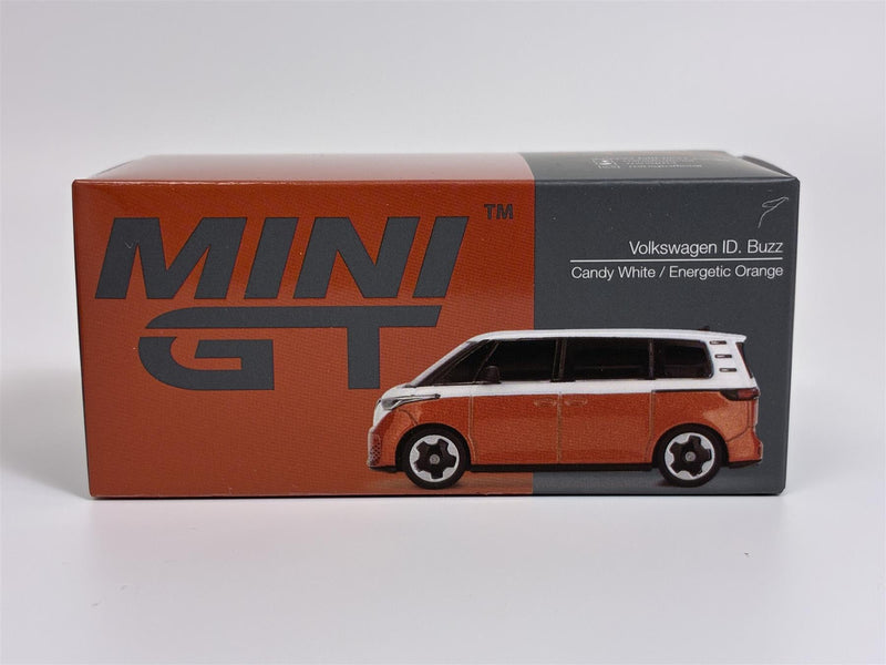 Volkswagen VW ID Buzz Candy White and Energetic Orange RHD 1:64 Mini GT MGT01061R