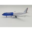 a blue and white airplane