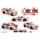 a group of red and white toy cars