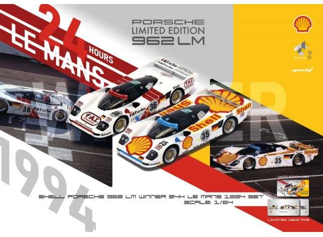 Porsche Shell 962 LM #35 #36 Set 1:64 Spark Tiny Models 64004