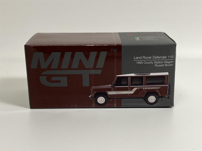 Land Rover Defender 110 1985 County Station Wagon Russet Brown RHD 1:64 Mini GT MGT00734R