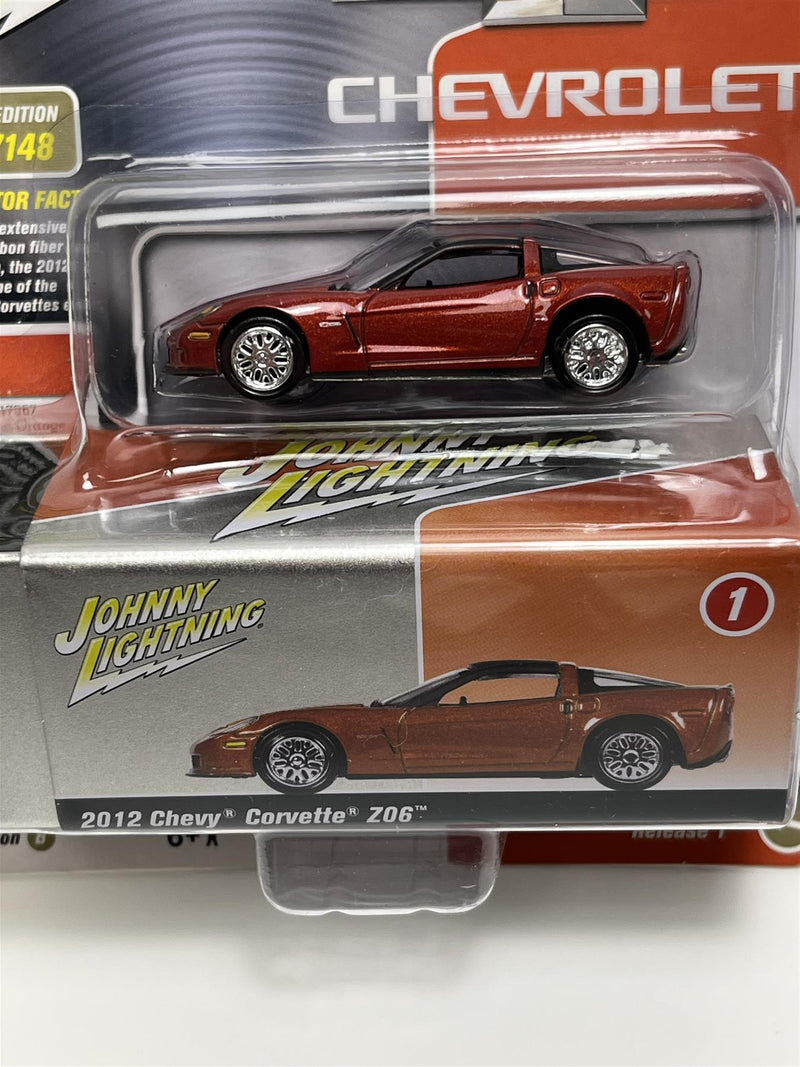 2012 Chevy Corvette Z06 with Tin Inferno Orange 1:64 Scale Johnny Lightning JLCT009B