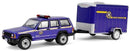 2001 Jeep Cherokee Small Cargo Trailer NYS Police 1:64 Scale Greenlight 32315B