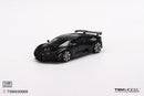 a black toy car on a white background