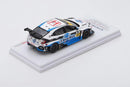 a white and blue race car