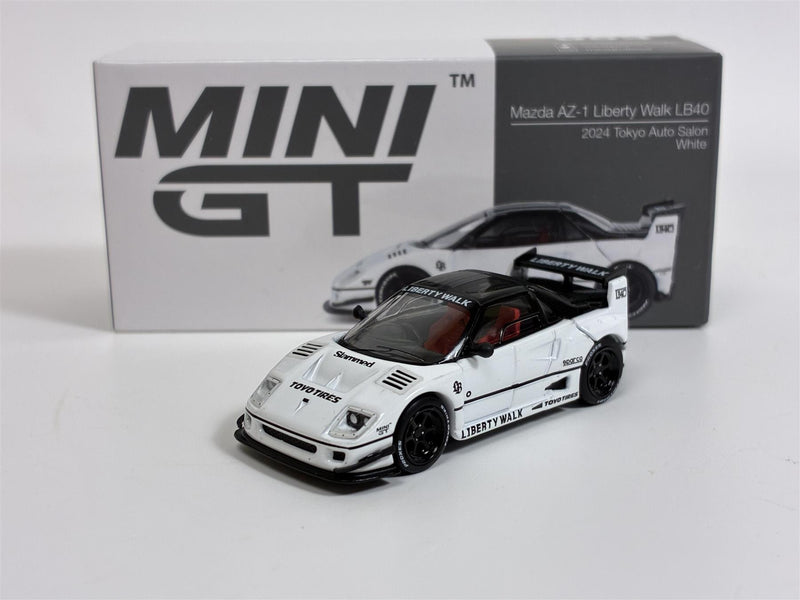 Mazda AZ-1 Liberty Walk LB40 2024 Tokyo Auto Salon White RHD 1:64 Mini GT MGT00953R