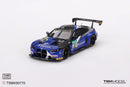 a blue and black race car