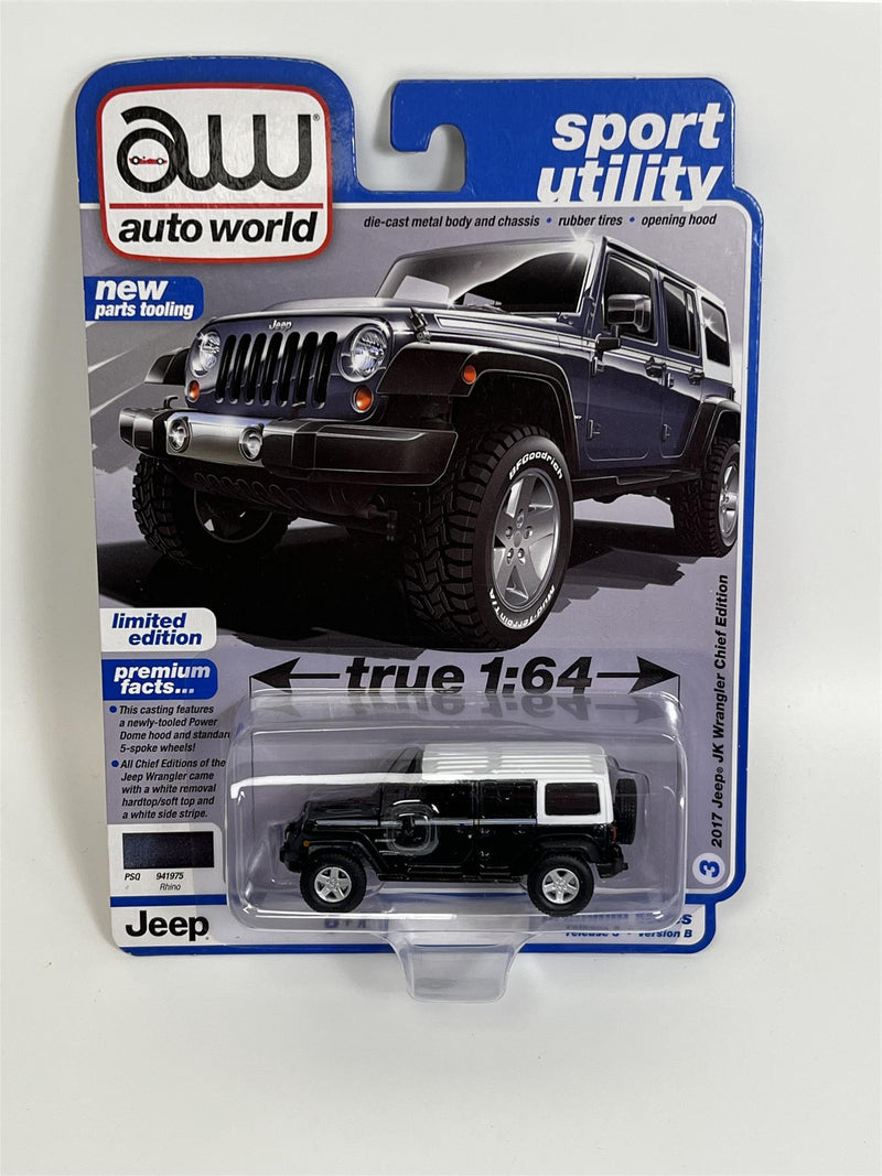 2017 Jeep JK Wrangler Chief Edition Black 1:64 Scale Auto World AW64372