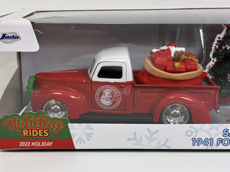 Mr and Mrs Santa Claus Figure and 2 Car Set Ford Pickup and Chevrolet Bel Air 1:32 Jada 34441