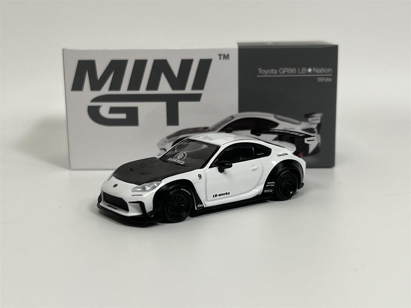 Toyota GR86 LB Nation White LHD 1:64 Scale Mini GT MGT00769L