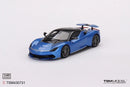 a blue and black sports car