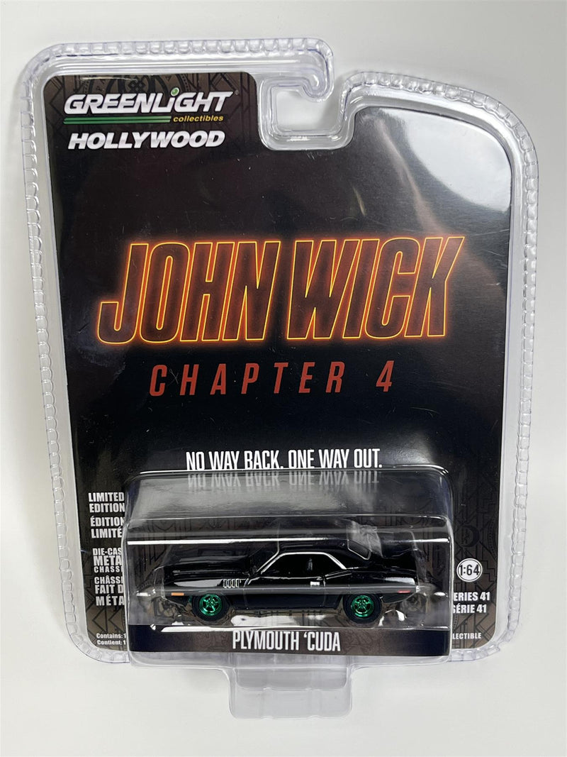 John Wick Chapter 4 Plymouth Cuda Chase Model 1:64 Scale Greenlight 62020F