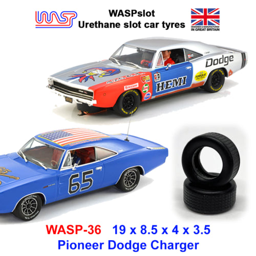 urethane slot car tyres x 4 wasp no 36 pioneer dodge charger 1:32 scale